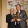 FBHOF Presdient Butch Flansburg with Steve Yerrid accepting award
Photo by Tom Sisson